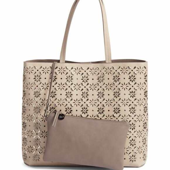 Chelsea28 Embellished Vegan Leather Tote Work Bag Taupe - Picture 1 of 11